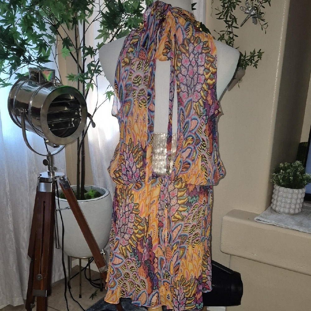 Colorful Patterned Mini Dress - image 2